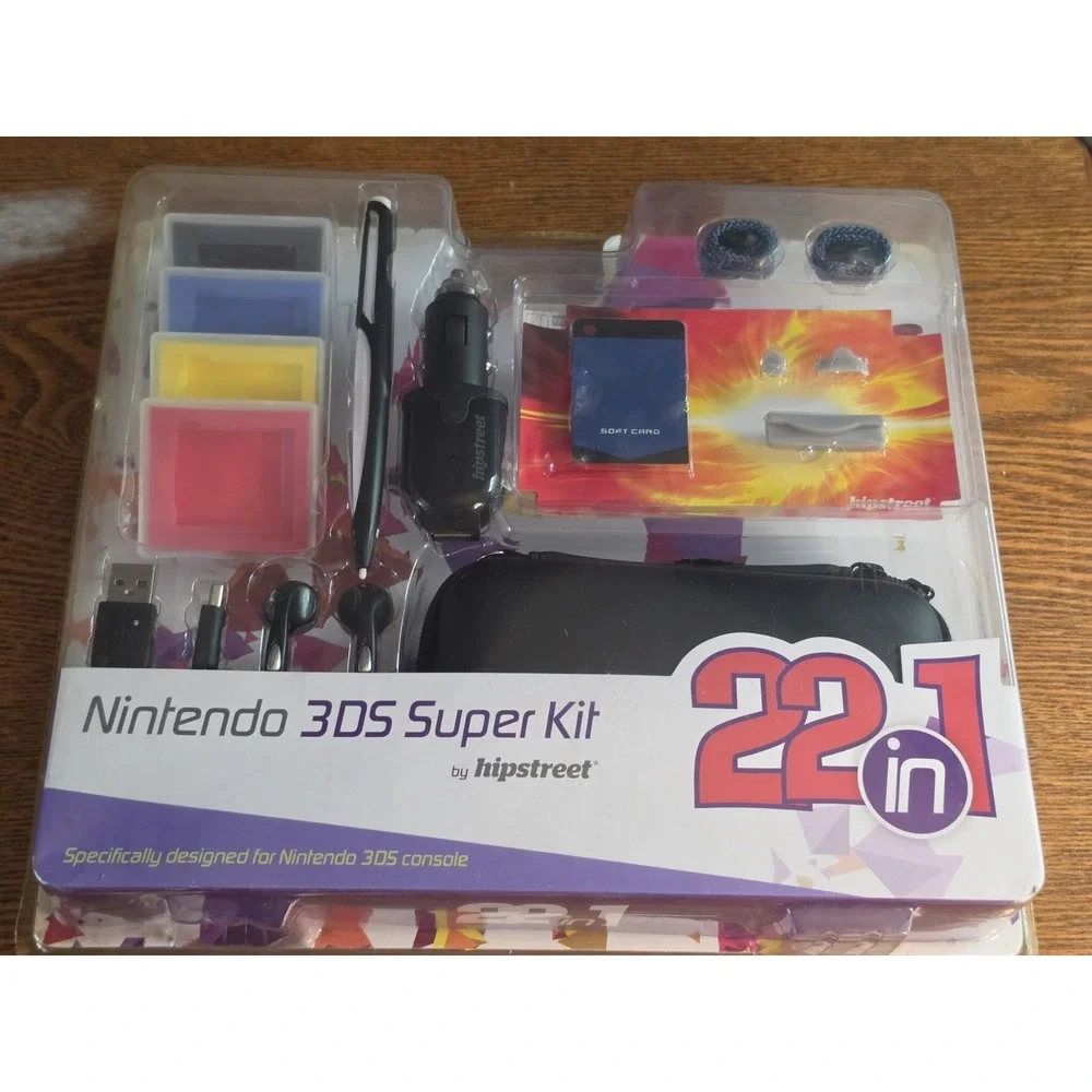 Nintendo 3DS Super 22 pc Accessory Kit USB Car Charger Stylus Earphone Card Case